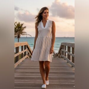 Nautica White and Tan Striped Coverup